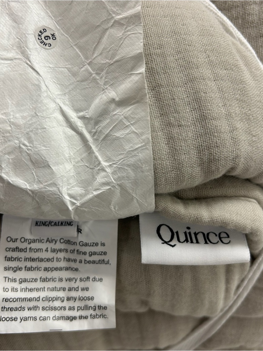 NWT QUINCE Organic Airy Gauze Dream Quilt King/Cal King Fog Grey 8030 - Picture 7 of 11